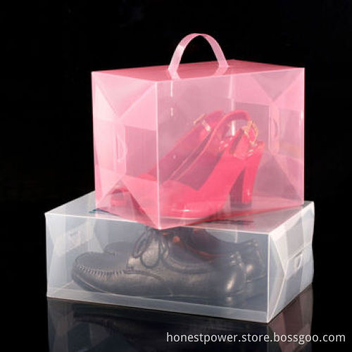 Clear Shoe Boxes with Plastic Handle, Made of 0.8mm PP, Strong and Durable